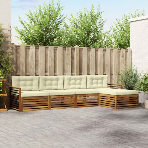 Комплект дивани за открито 5 pcs Натурален и Крема