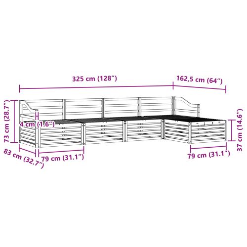 Комплект дивани за открито 5 pcs Естествен