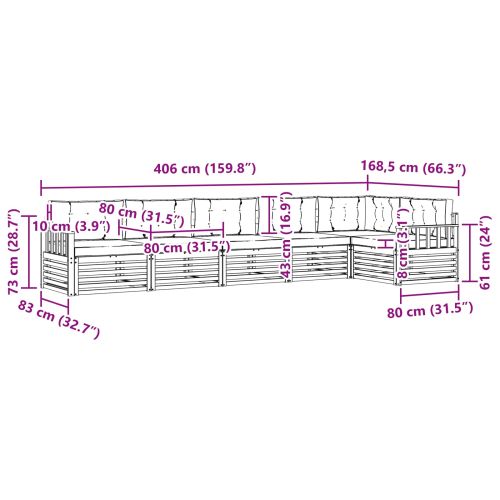 Комплект дивани за открито 6 pcs Натурален и Бежов