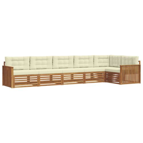 Комплект дивани за открито 6 pcs Натурален и Крема