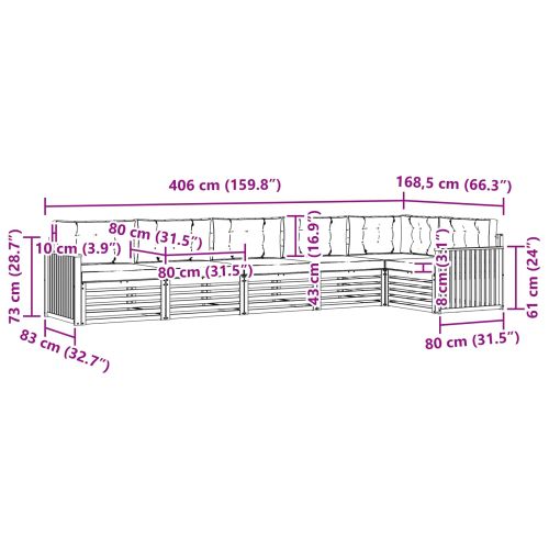 Комплект дивани за открито 6 pcs Естествено и светло сиво