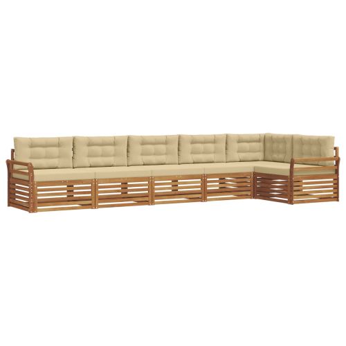 Комплект дивани за открито 6 pcs Натурален и Бежов