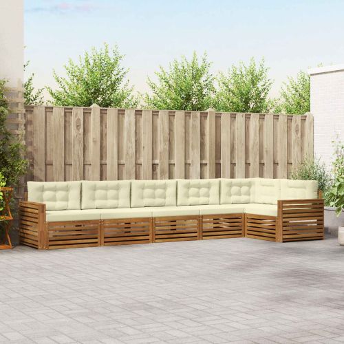 Комплект дивани за открито 6 pcs Натурален и Крема