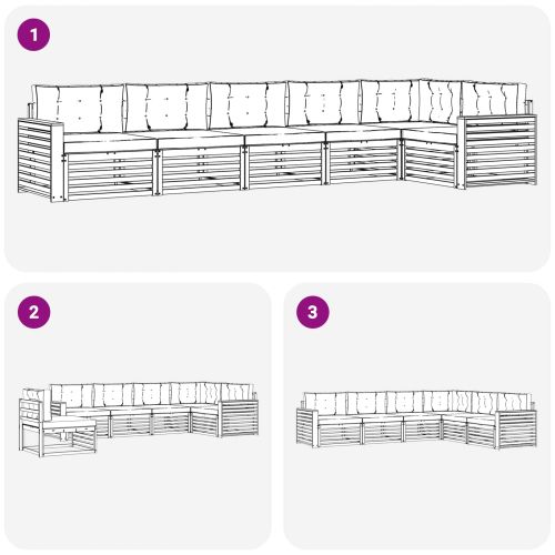 Комплект дивани за открито 6 pcs Натурален и Бежов