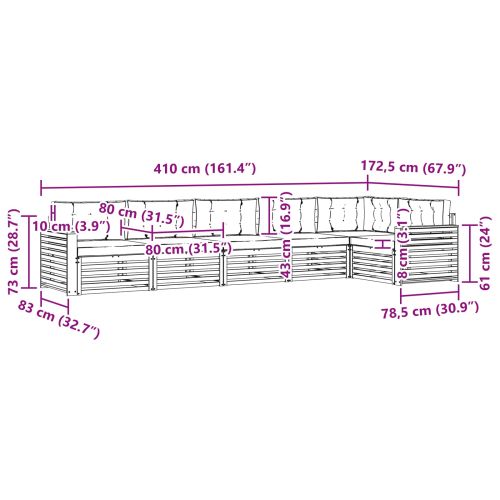 Комплект дивани за открито 6 pcs Натурален и Бежов