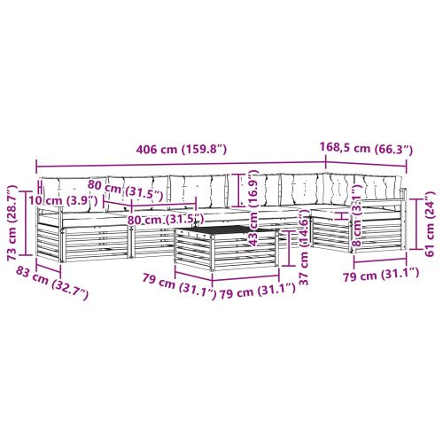 Комплект дивани за открито 7 pcs Натурален и Бежов