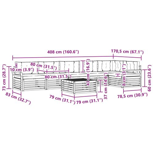 Комплект дивани за открито 7 pcs Натурален и Бежов