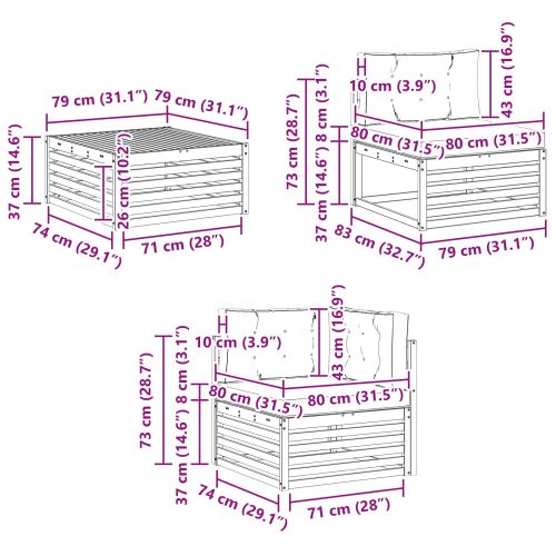Комплект дивани за открито 7 pcs Натурален и Бежов