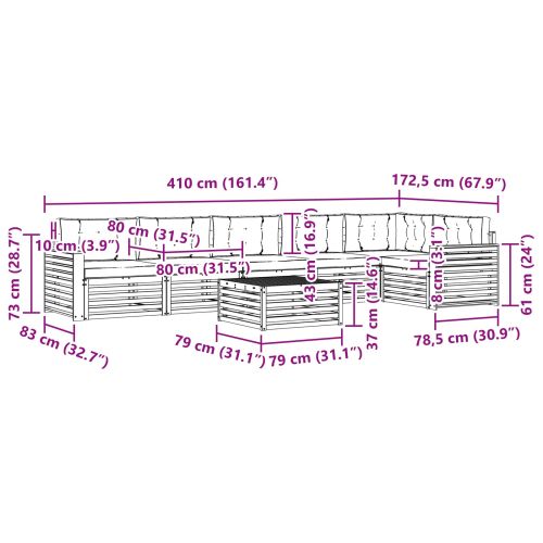 Комплект дивани за открито 7 pcs Естествено и светло сиво