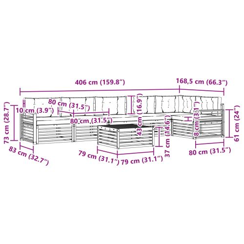 Комплект дивани за открито 7 pcs Естествено и светло сиво