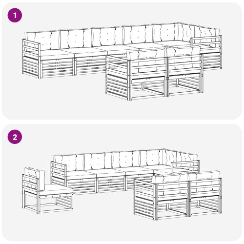 Комплект дивани за открито 8 pcs Естествено и светло сиво