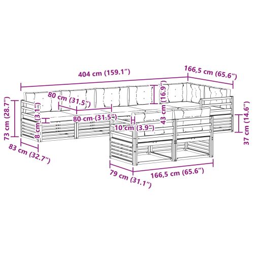 Комплект дивани за открито 8 pcs Естествено и светло сиво