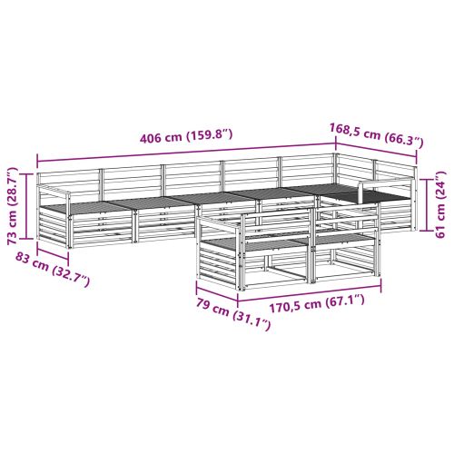 Комплект дивани за открито 8 pcs Естествен