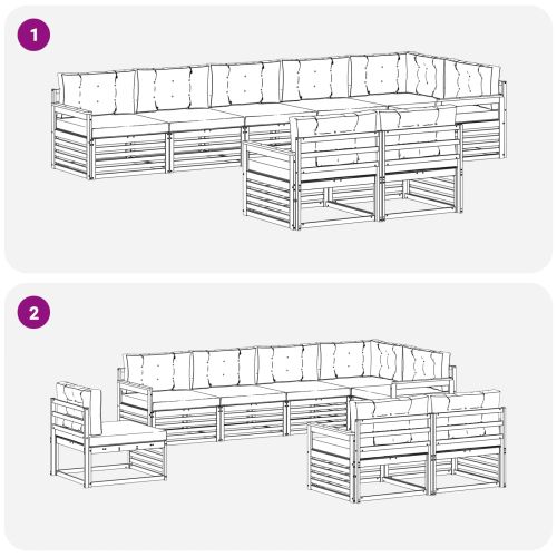 Комплект дивани за открито 8 pcs Натурален и Крема