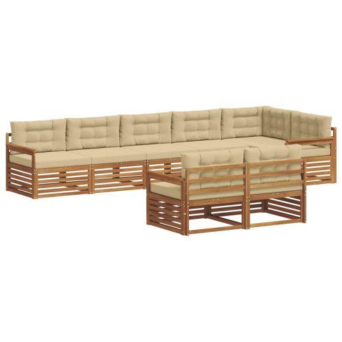 Комплект дивани за открито 8 pcs Натурален и Бежов