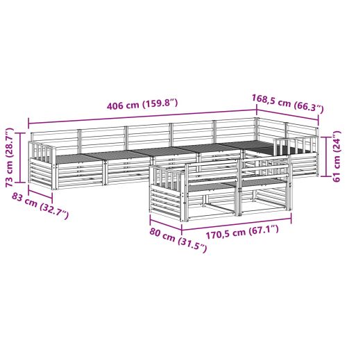 Комплект дивани за открито 8 pcs Естествен