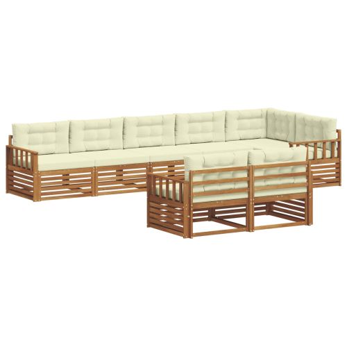 Комплект дивани за открито 8 pcs Натурален и Крема