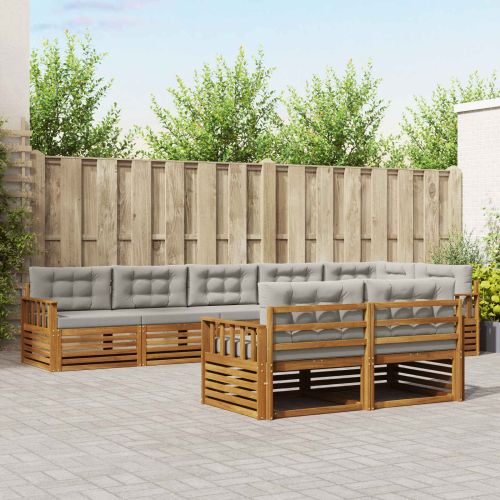 Комплект дивани за открито 8 pcs Естествено и светло сиво