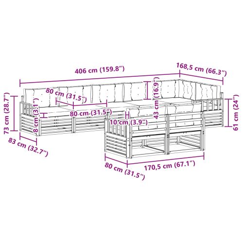 Комплект дивани за открито 8 pcs Натурален и Бежов