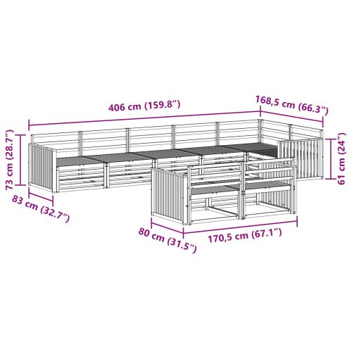 Комплект дивани за открито 8 pcs Естествен