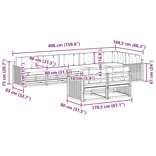 Комплект дивани за открито 8 pcs Натурален и Крема