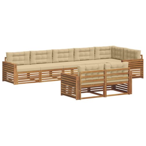 Комплект дивани за открито 8 pcs Натурален и Бежов