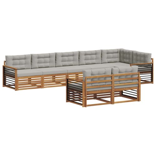 Комплект дивани за открито 8 pcs Естествено и светло сиво