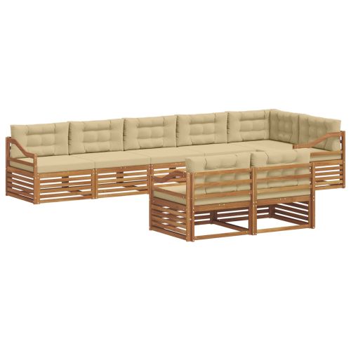 Комплект дивани за открито 8 pcs Натурален и Бежов