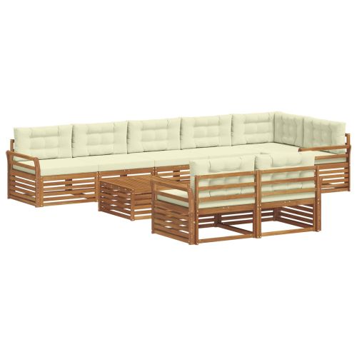 Комплект дивани за открито 9 pcs Натурален и Крема