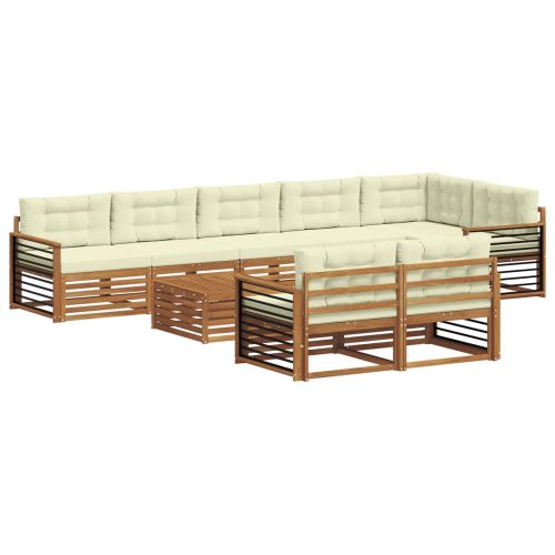 Комплект дивани за открито 9 pcs Натурален и Крема