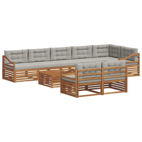 Комплект дивани за открито 9 pcs Естествено и светло сиво