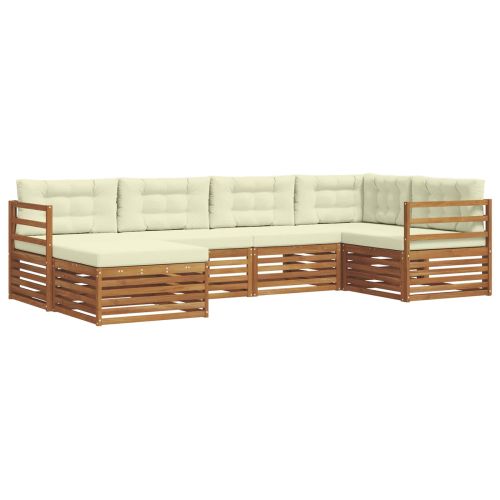 Комплект дивани за открито 6 pcs Натурален и Крема