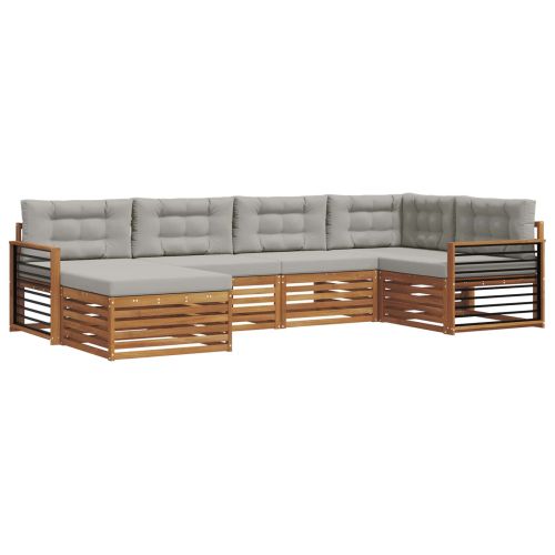 Комплект дивани за открито 6 pcs Естествено и светло сиво