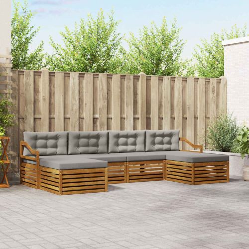 Комплекти дивани с възглавница 6 pcs Естествено и светло сиво