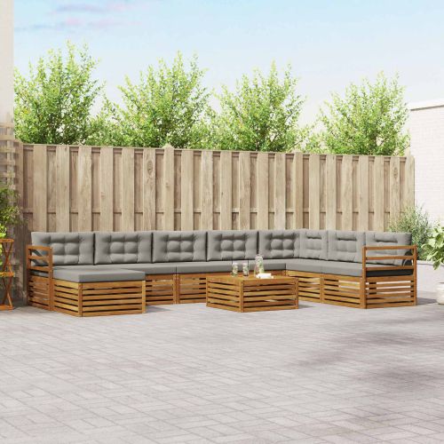 Комплект дивани за открито 9 pcs Естествено и светло сиво