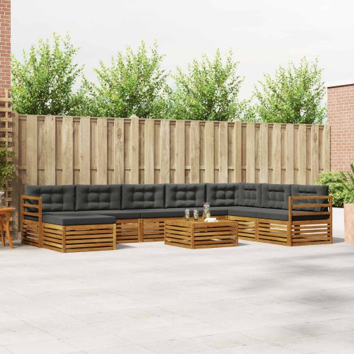 Комплект дивани за открито 9 pcs Натурален и Антрацит