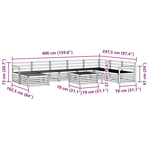 Комплект дивани за открито 9 pcs Естествен