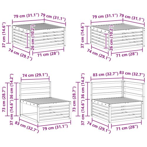 Комплект дивани за открито 9 pcs Естествен