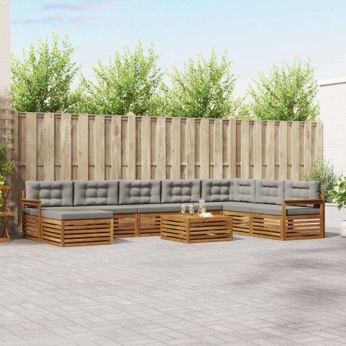 Комплект дивани за открито 9 pcs Естествено и светло сиво