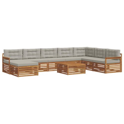 Комплект дивани за открито 9 pcs Естествено и светло сиво