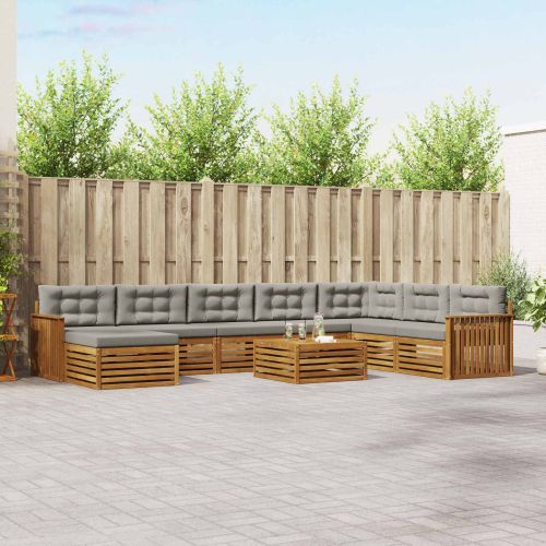 Комплект дивани за открито 9 pcs Естествено и светло сиво