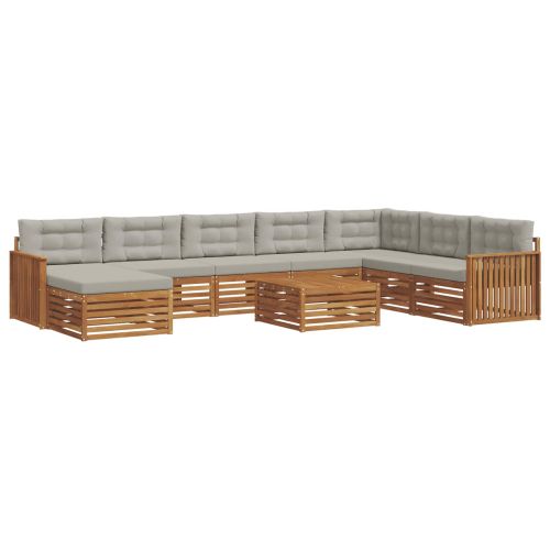 Комплект дивани за открито 9 pcs Естествено и светло сиво