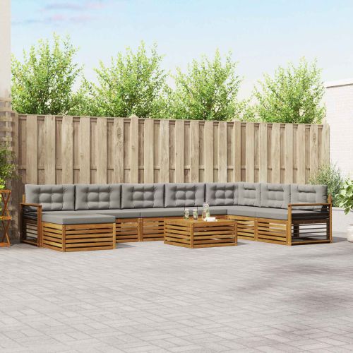 Комплект дивани за открито 9 pcs Естествено и светло сиво