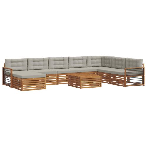 Комплект дивани за открито 9 pcs Естествено и светло сиво