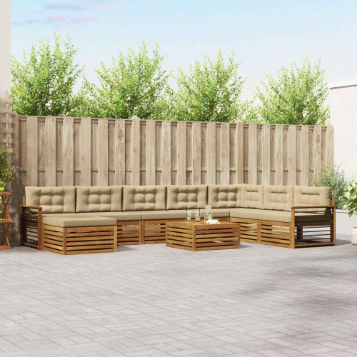 Комплект дивани за открито 9 pcs Натурален и Бежов