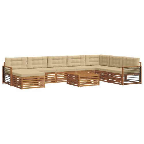 Комплект дивани за открито 9 pcs Натурален и Бежов