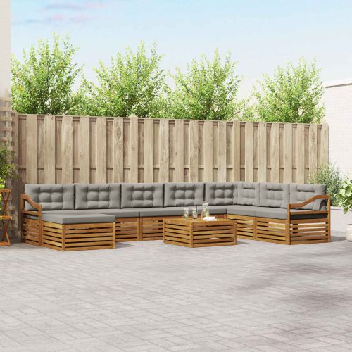 Комплект дивани за открито 9 pcs Естествено и светло сиво