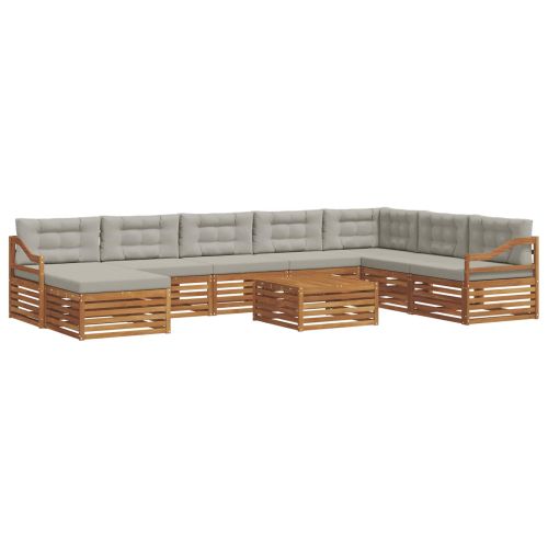 Комплект дивани за открито 9 pcs Естествено и светло сиво