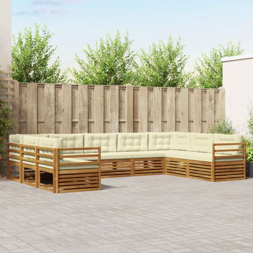 Комплект дивани за открито 9 pcs Натурален и Крема