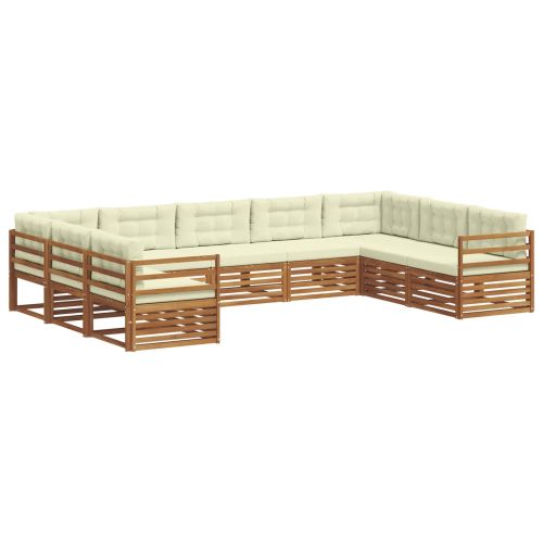 Комплект дивани за открито 9 pcs Натурален и Крема